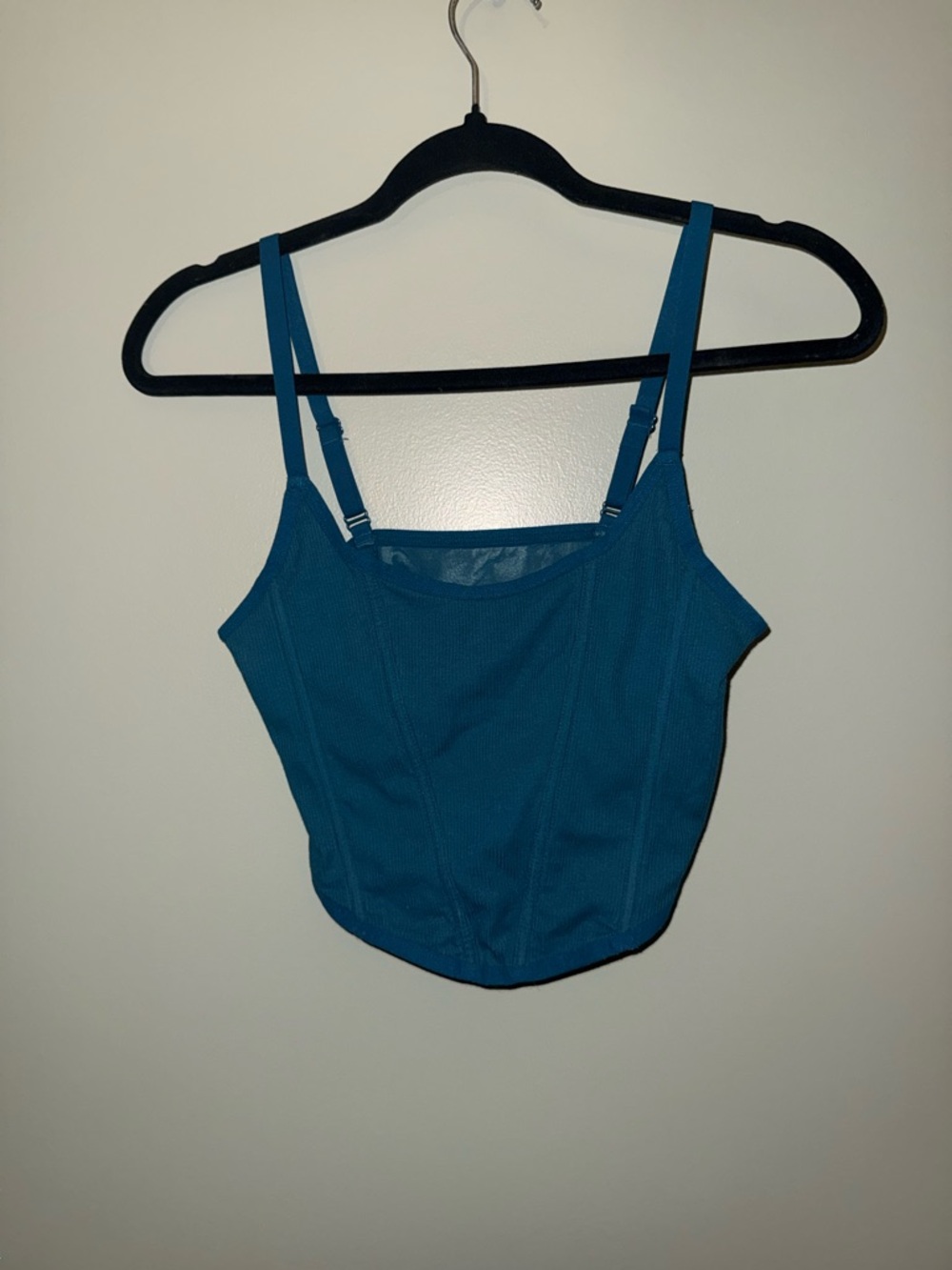 Teal Ribbed Corset Tank Top